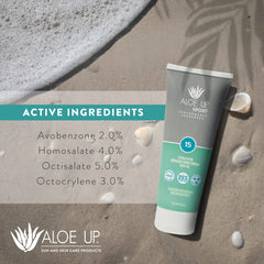 Aloe Up non-greasy skin feel stays comfortable during activity.