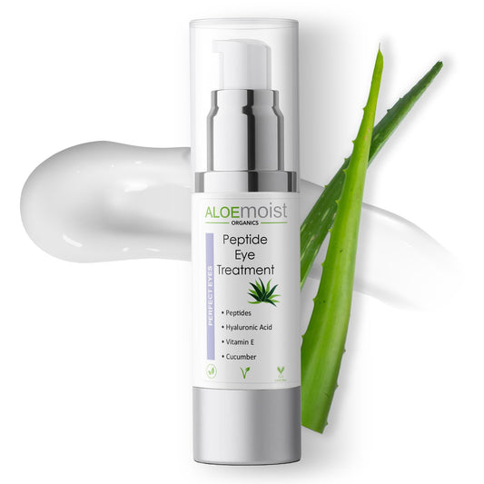 AloeMoist Peptide Eye Cream bottle close-up for hydrating under-eye care