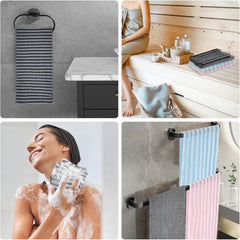 Alorin Exfoliating Towel sleek black color ready for daily use.
