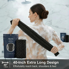 Alorin Towel dual-textured sides deliver gentle cleansing and deeper exfoliation on rough spots.