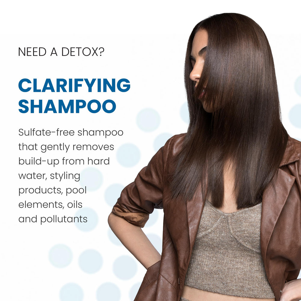 ALOXXI Clarifying Shampoo label highlights sulfate-free, paraben-free formula for color-treated hair