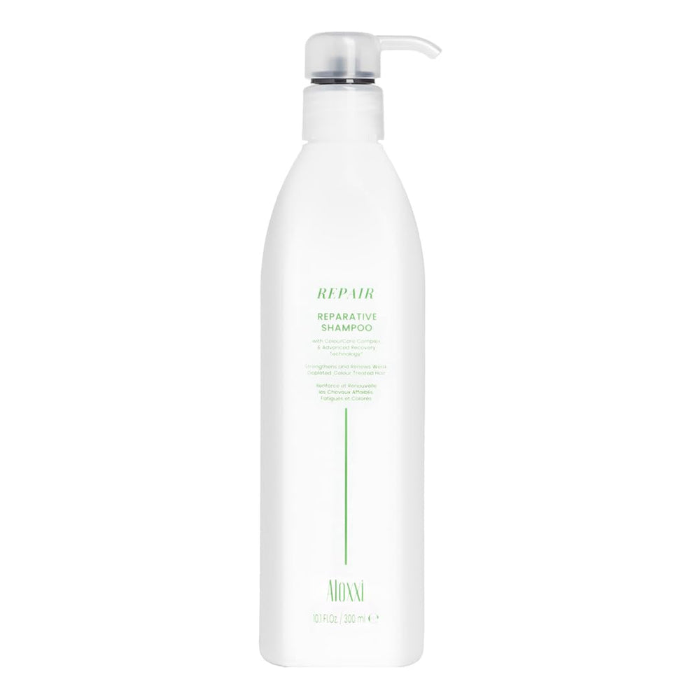ALOXXI Reparative Shampoo bottle front highlights color protection for vibrant hair