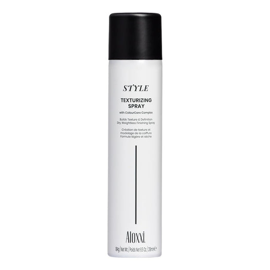 ALOXXI Texturizing Spray bottle showing lightweight texture for natural movement.
