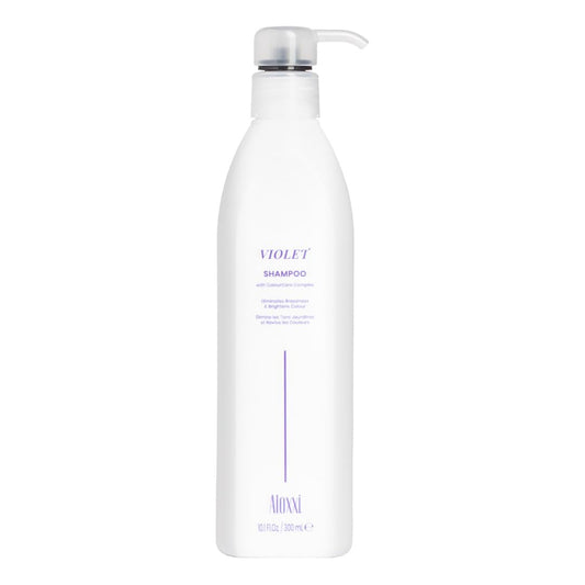ALOXXI violet shampoo bottle pour neutralizes brass and cools blonde tones