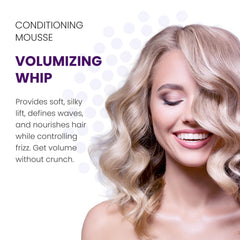 ALOXXI Volumizing Whip application through hair delivers smooth volume.
