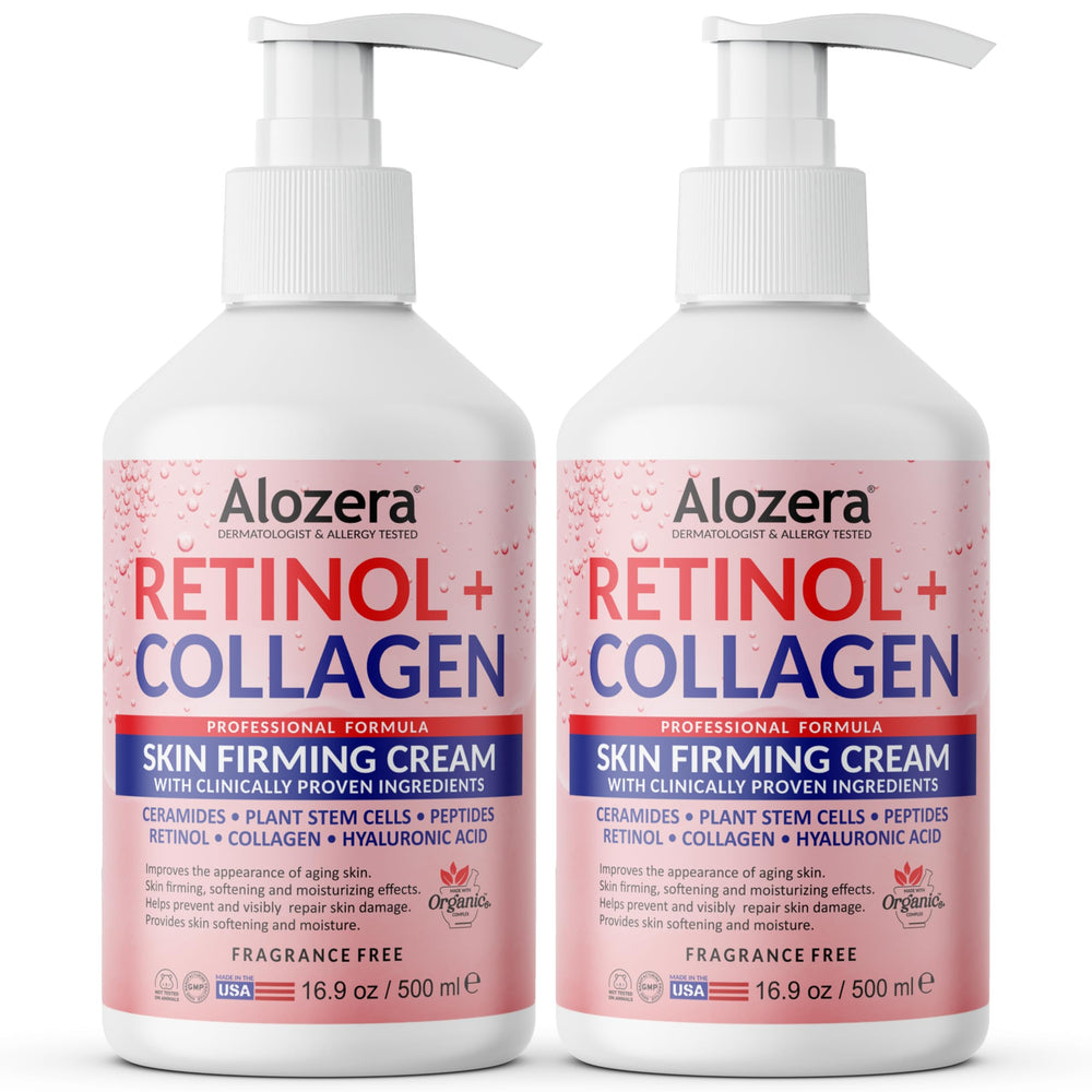 Alozera Skin Firming Retinol-Collagen bottle for firmer-looking skin.