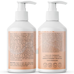 Alozera Vitamin C Body Lotion bottle on bathroom shelf ready for daily use.