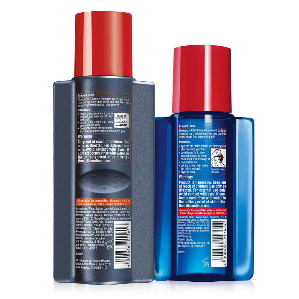 Alpecin bundle on a clean bathroom shelf ready for routine.