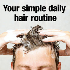 Alpecin Hybrid Caffeine Shampoo scalp closeup highlights scalp care and stimulation.