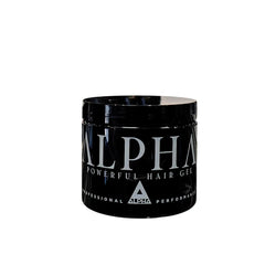 Alpha Hair Gel bottle showing a high-gloss finish for firm hold styling