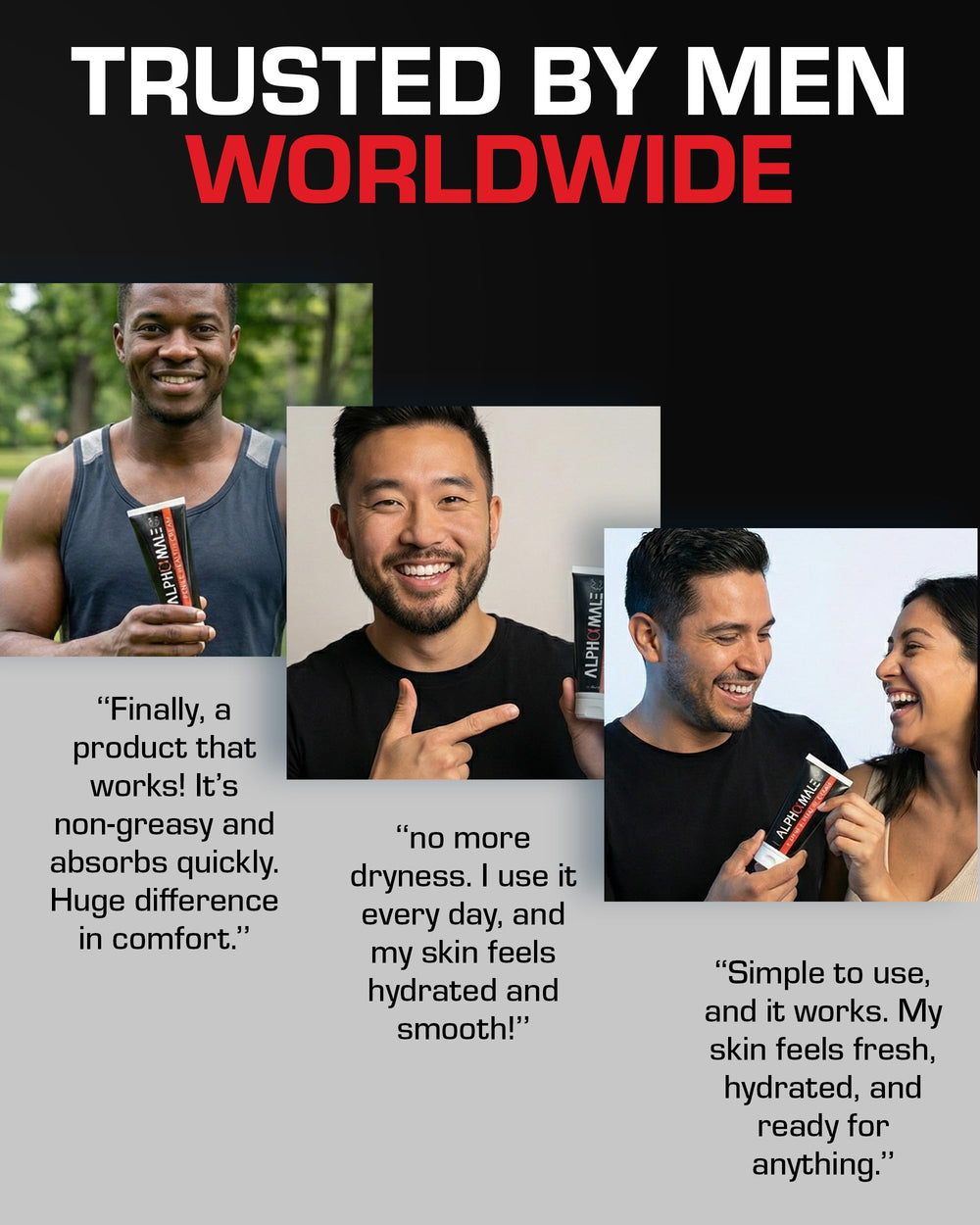 AlphaMale key ingredients aloe vera coconut oil CoQ10 shown on packaging