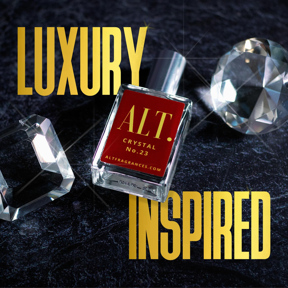 ALT Crystal No. 23 label detail emphasizes extrait de parfum quality and depth.