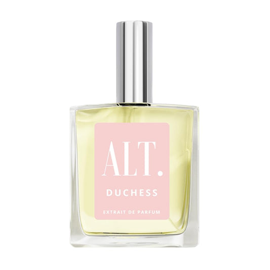 ALT. FRAGRANCES Duchess bottle pour highlights a long-lasting floral-fruity scent for all-day confidence.