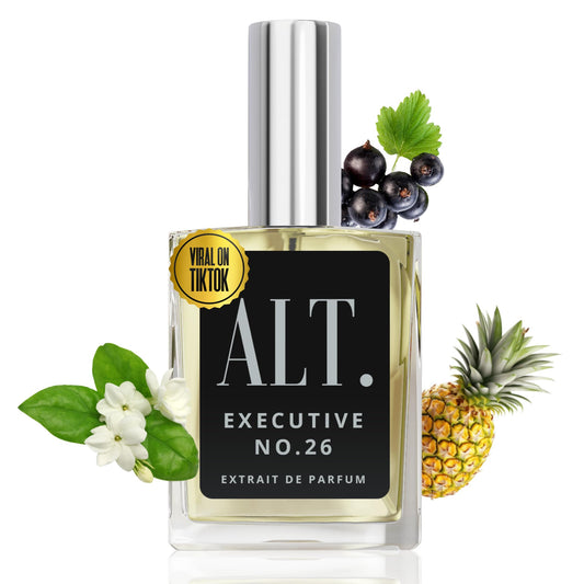 ALT. FRAGRANCES Executive No. 26 bottle shows a refined scent for daily wear.