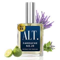 ALT. Fragrances Farouche No. 29 bottle front signals bold, long-lasting scent.