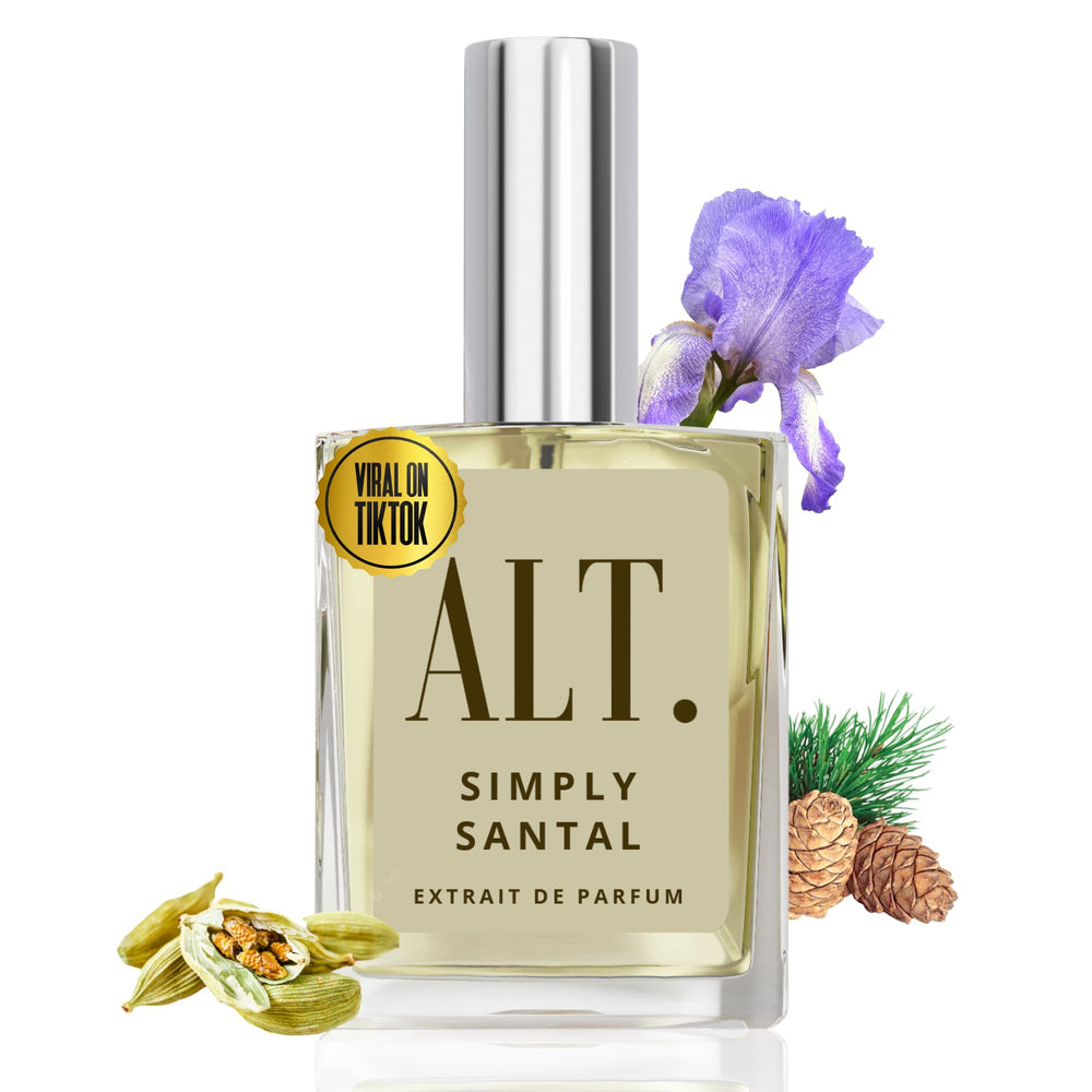 ALT. Fragrances Simply Santal Extrait bottle pour reveals potent, long-lasting aroma.