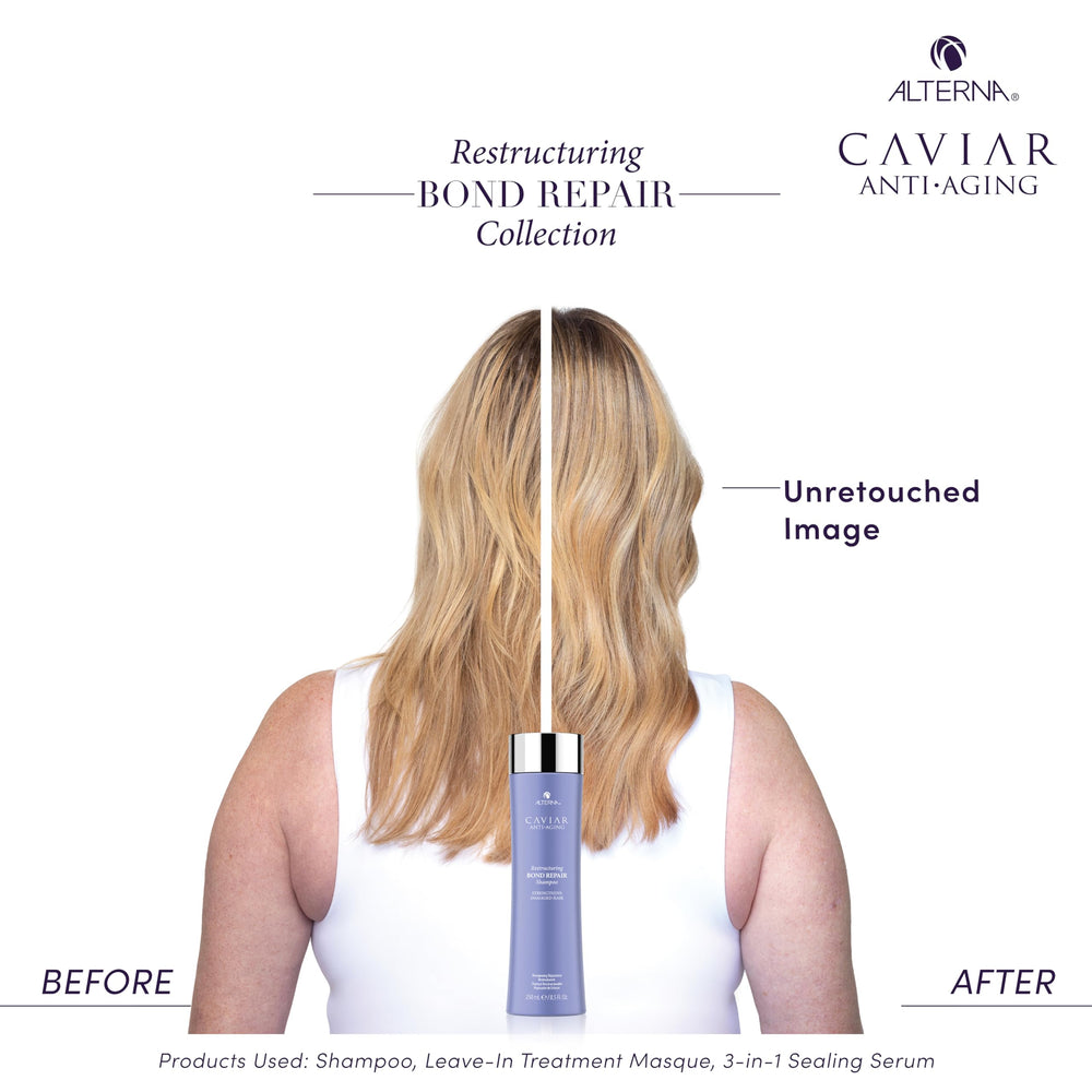 Visual of damaged bonds before and after Alterna treatment.