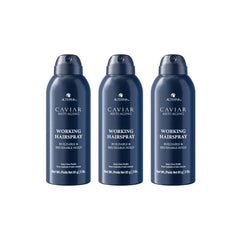 Alterna Caviar Anti-Aging Working Hairspray travel size offers flexible hold and radiant shine