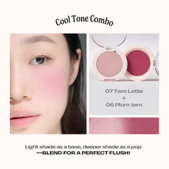 Alternativestereo Balmy Cream Cheek No.3 Milky Peach application on cheek with brush.