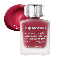 Alternativestereo Lip Potion Aqua Glow No.6 Grape Sherbet bottle showing hydrating gloss for all-day comfort.