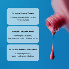 alternativestereo Lip Potion Aqua Glow Raspberry Soap application in motion highlights smooth glide.