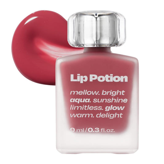 alternativestereo Lip Potion Aqua Glow Raspberry Soap close-up shows bold berry color and hydrating shine.