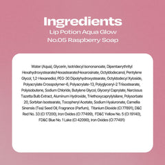 alternativestereo Lip Potion Aqua Glow Raspberry Soap no5-display shows bold color and glow.