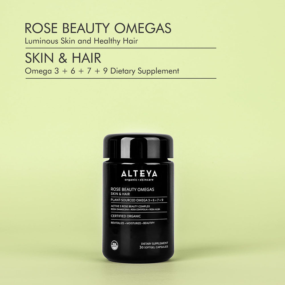 Closeup of soft capsules highlighting plant-based omegas for glowing skin and lustrous hair