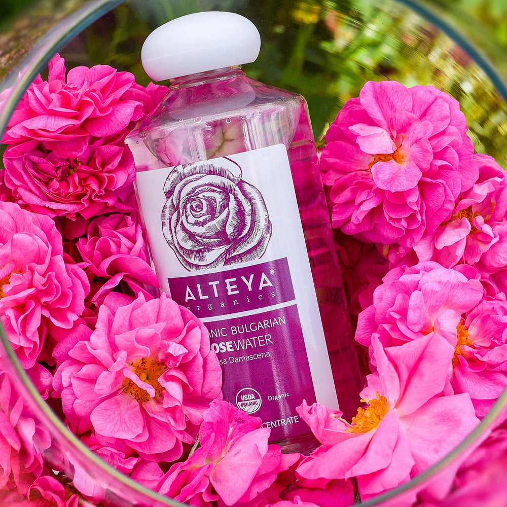 Alteya Organics Rose Water Toner label showing USDA Organic certification