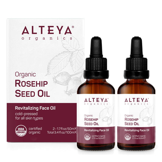 Alteya Organics Rosehip Seed Oil bottle for radiant skin care
