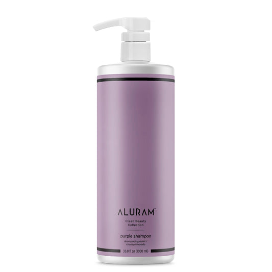 ALURAM Coconut Water Purple Shampoo bottle shows hydrating formula for cooler tones.