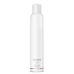 ALURAM Finishing Spray bottle close-up showing long-lasting hold.