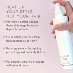 ALURAM Heat Defense Mist applied on damp hair for smoother detangling.