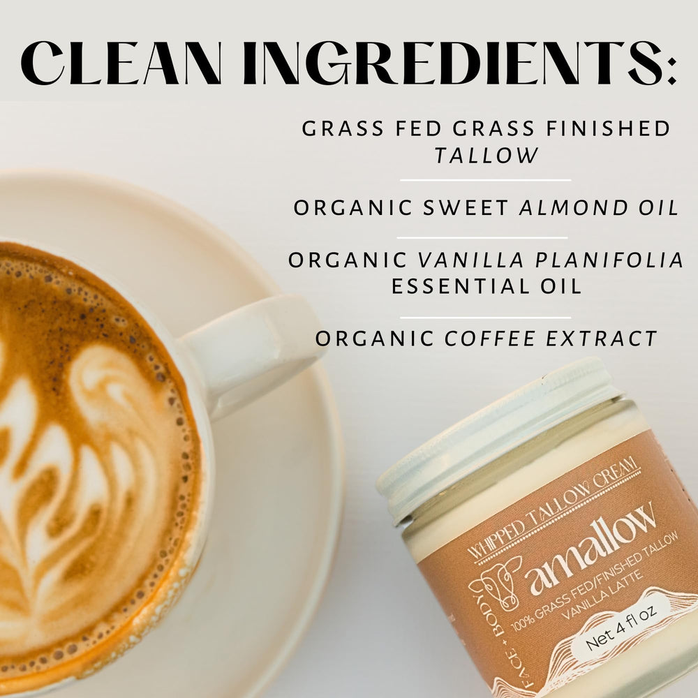 Amallow Vanilla Latte scented moisturizer applied to skin for daily comfort.