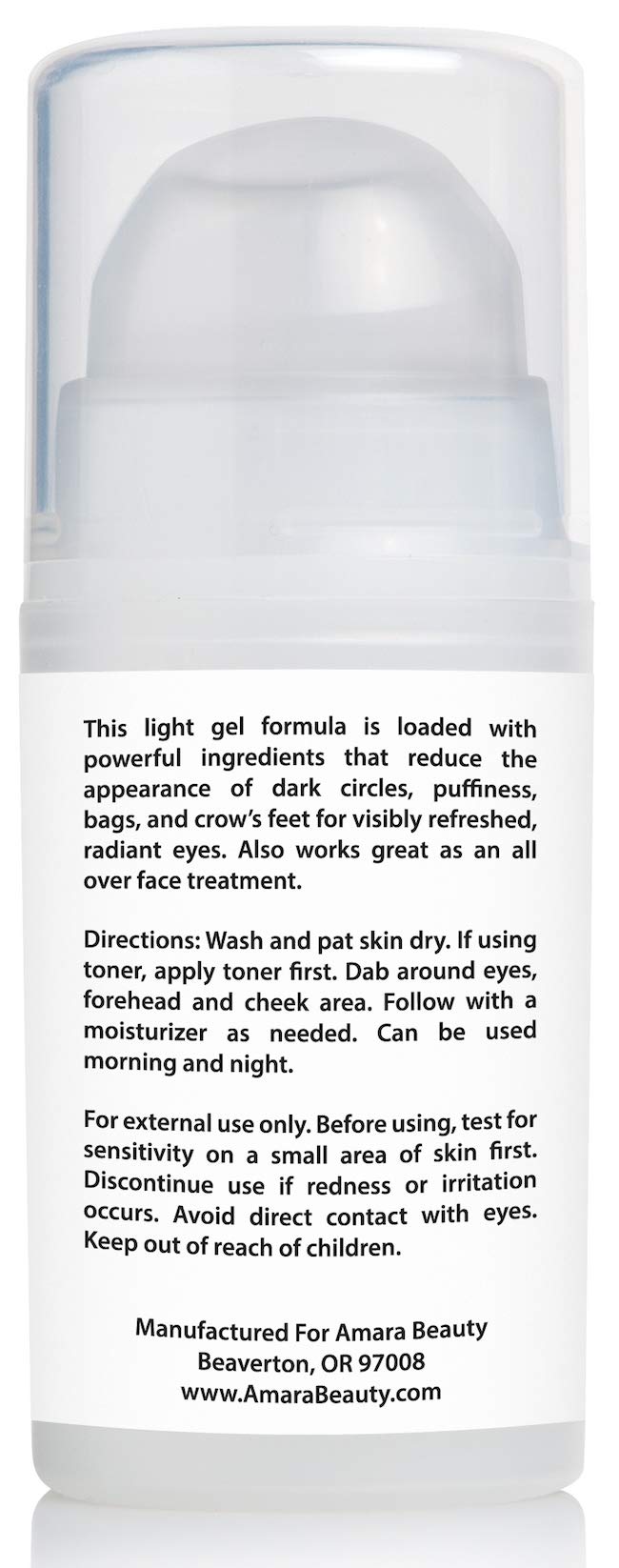 Amara Beauty Eye Cream Gel hyaluronic acid close-up highlighting hydration.
