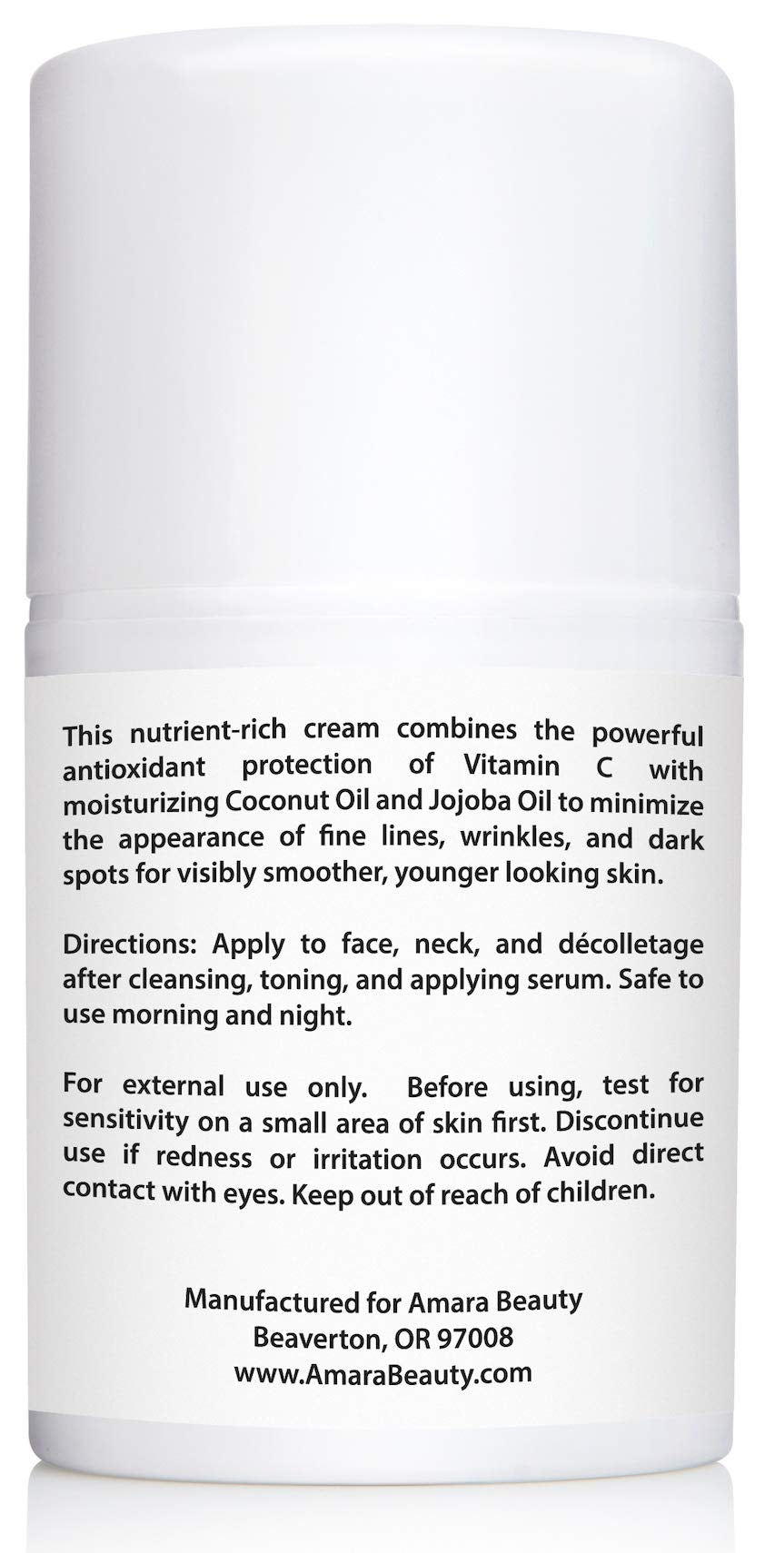 Amara Beauty Vitamin C Cream with cocoa butter and jojoba oil for suppleness