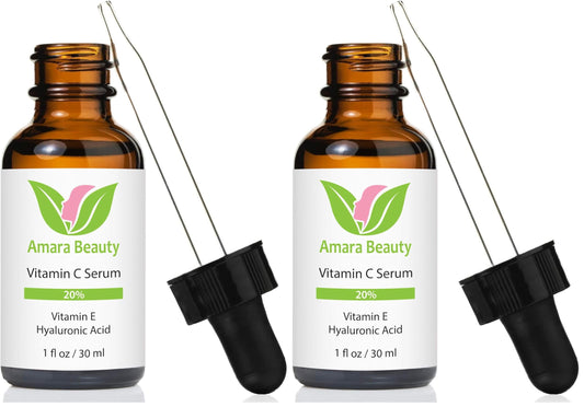 Amara Beauty Vitamin C Serum bottle with brightening benefits for radiant skin.