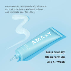 AMAXY Wet Dry Shampoo Gel pour shows quick application and non-aerosol cleansing