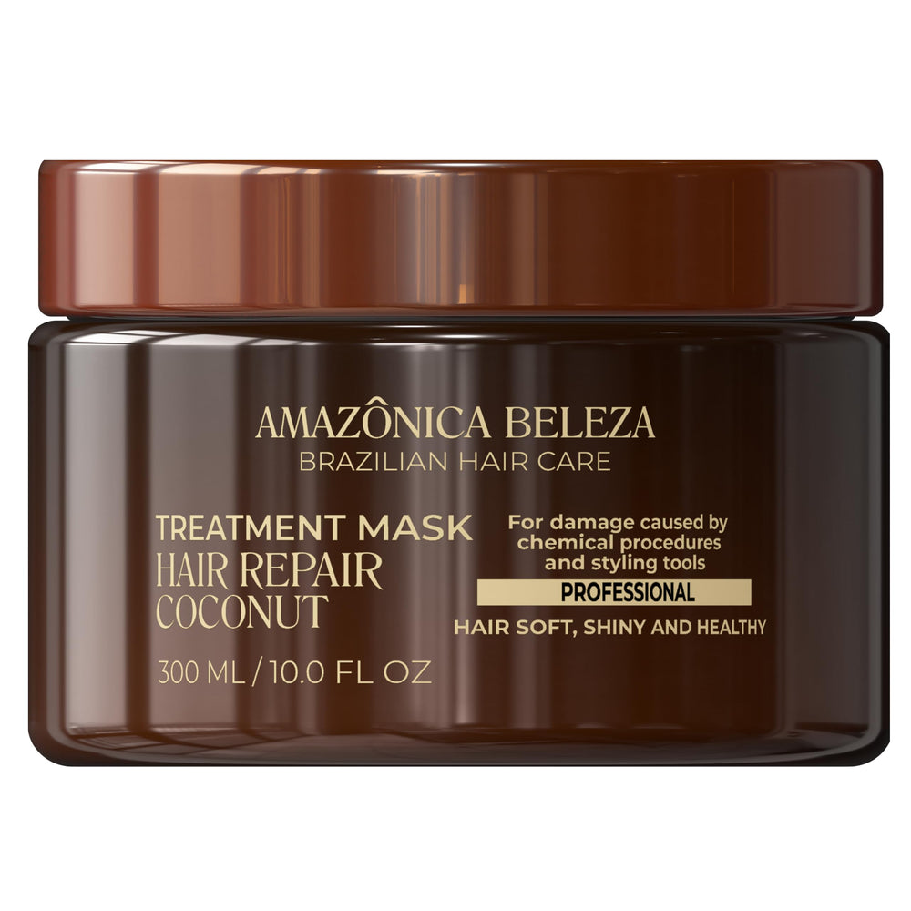 AMAZÓNICA BELEZA Amabelle coconut hair mask packaging closeup for premium repair support