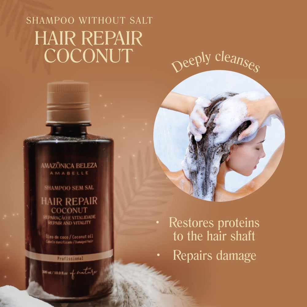 Amazonica Beleza Amabelle coconut shampoo pump enables easy, mess-free application.