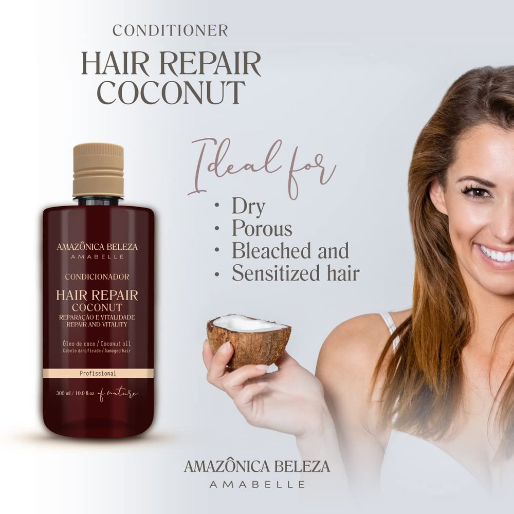 Amazonica Beleza Amabelle platinum conditioner bottle highlights detangling and smoothness.