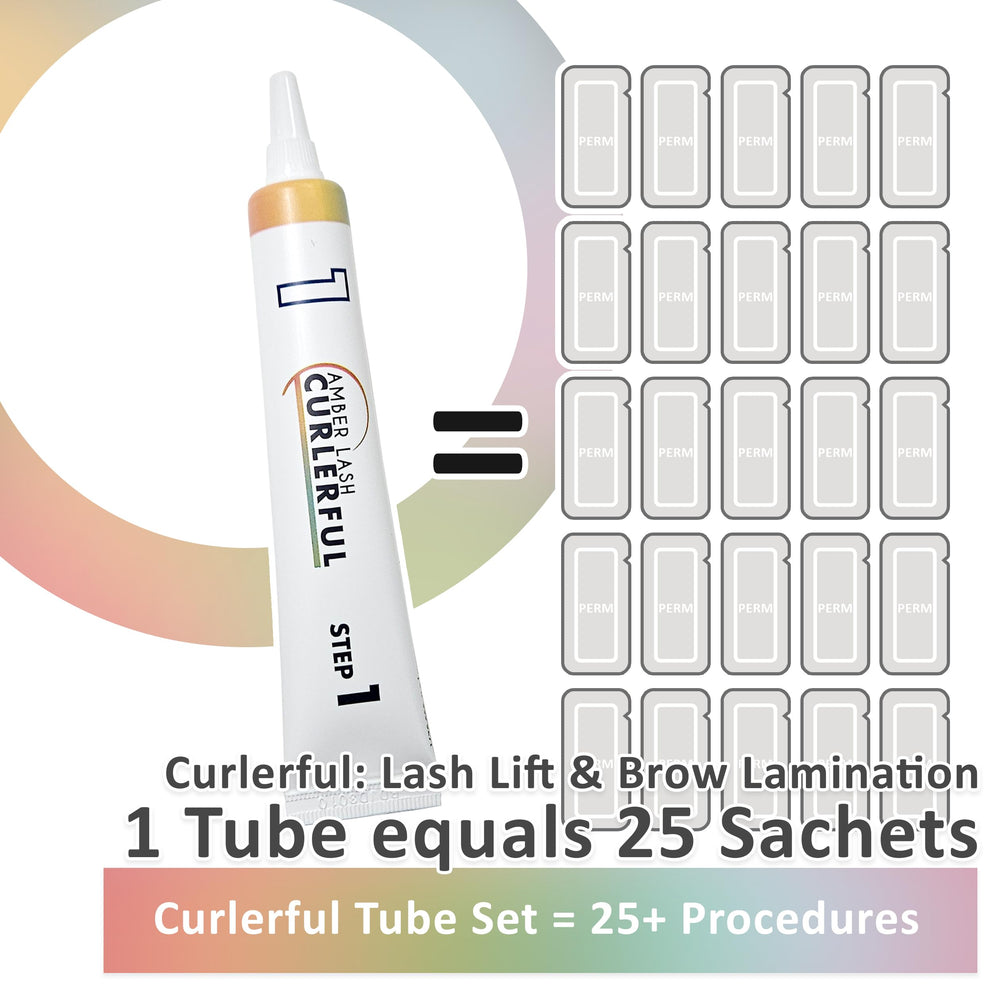 Amber Lash Curlerful kit box front shows professional brow perm kit.