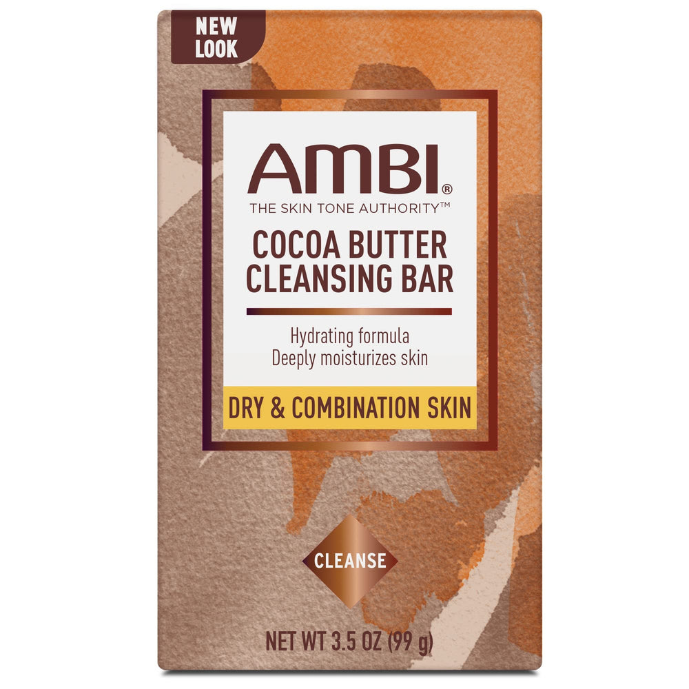 Ambi Cocoa Butter Cleansing Bar 12-pack close-up reveals creamy texture for gentle cleansing.
