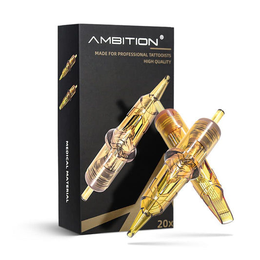 Ambition Glory tattoo cartridge box showing organized packaging for safe storage