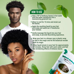 Natural Ambunnu leaves for dry or damaged hair care routine.