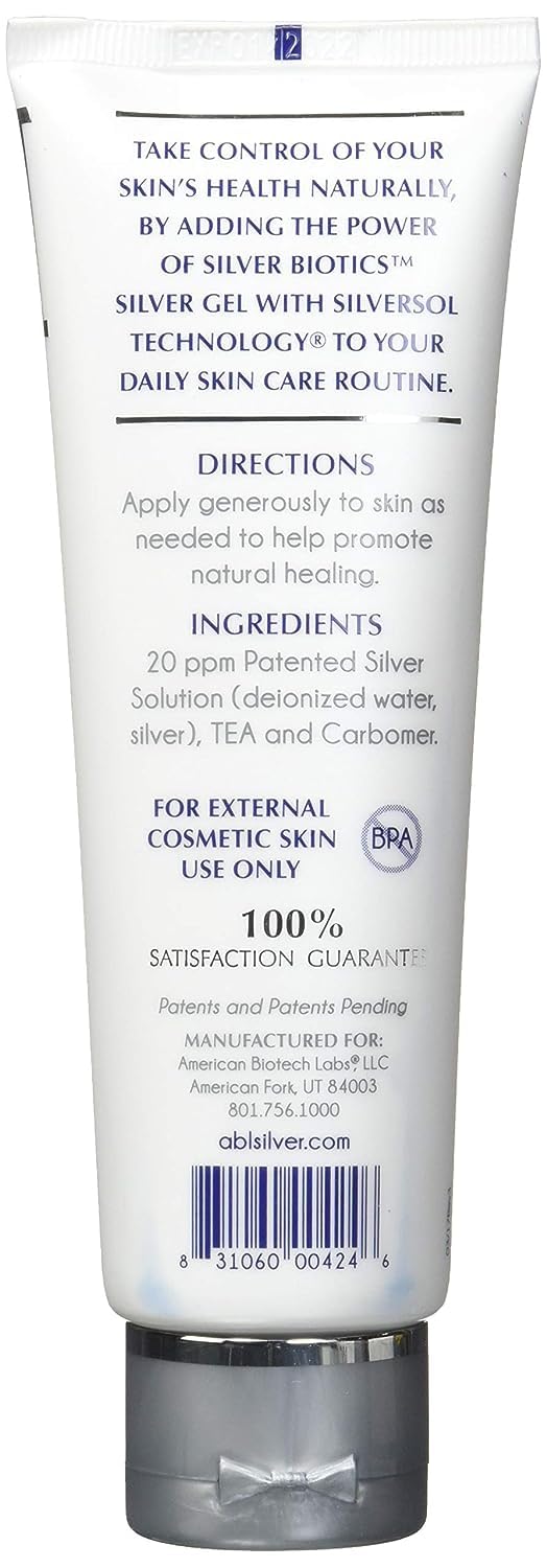 American Biotech Labs Silver Biotics gel bottle pour shows quick absorption on skin