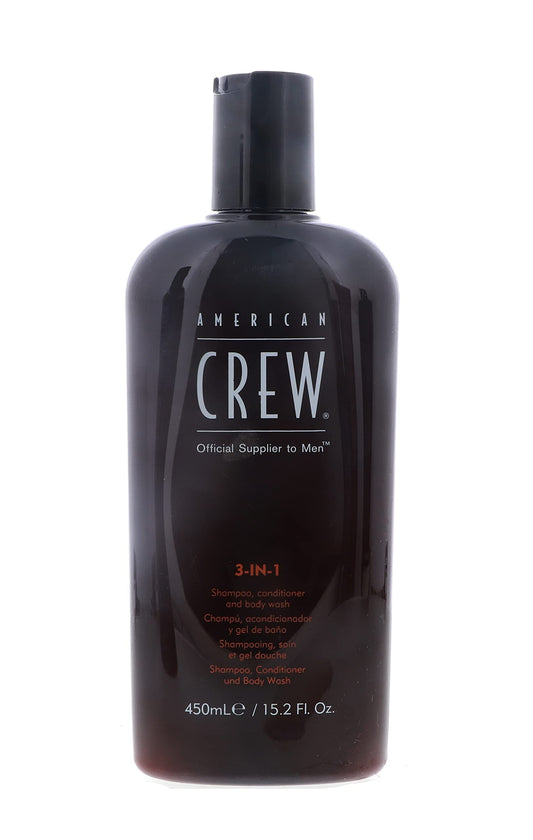 American Crew Classic 3-in-1 shampoo bottle front view for daily grooming convenience.