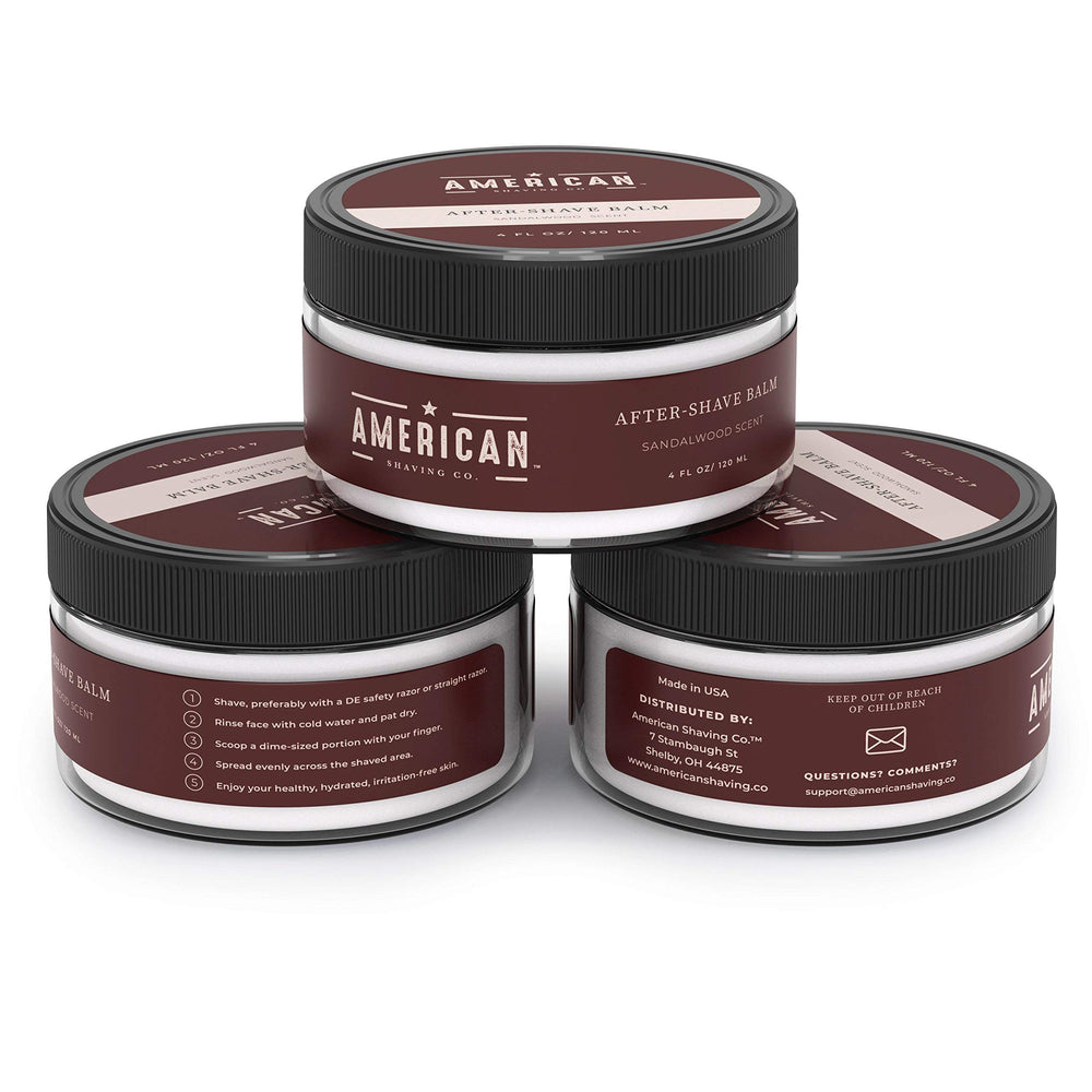 Alcohol-free formula on label emphasizes gentle, hydrating post-shave care.
