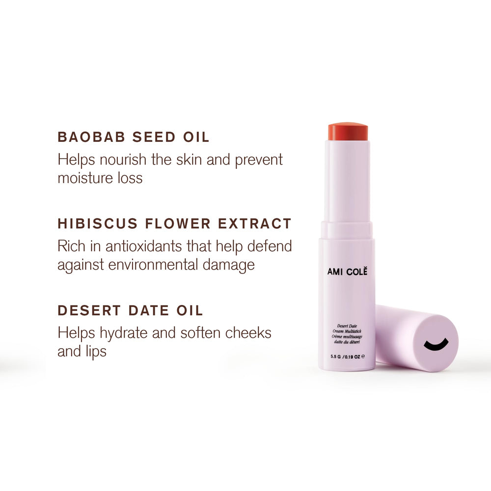 AMI COLÉ Desert Date Cream Multistick Flame being blended with fingers for seamless blend