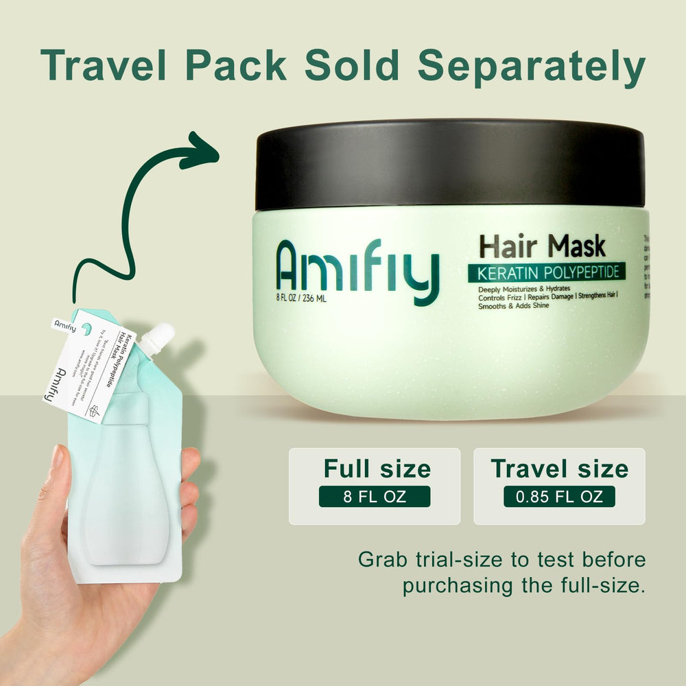 Amifiy Keratin Hair Mask packaging emphasizes clean, sulfate-free care